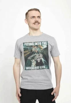 Henry Tiger STAR WARS UNISEX FLYING INTO THE WEEKEND - T-Shirt Print - Melange Grey