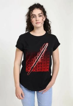 Henry Tiger Damen STAR WARS: THE MANDALORIAN - DARKSABER TEXT - T-Shirt Print - Black