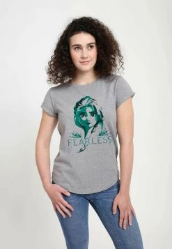 Henry Tiger Damen DISNEY FROZEN 2 - ELSA SO FEARLESS - T-Shirt Print - Melange Grey