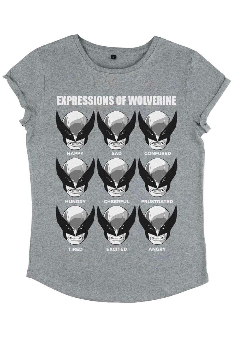 Henry Tiger MARVEL EXPRESSIONS OF WOLVERINE - T-Shirt Print - Melange Grey | Damen 4 Henry Tiger MARVEL EXPRESSIONS OF WOLVERINE - T-Shirt Print - Melange Grey | Damen – Bild 4