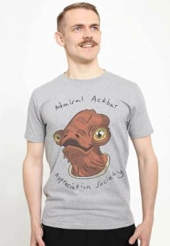 Henry Tiger STAR WARS: CLASSIC - ADMIRAL ACKBAR - T-Shirt Print - Melange Grey | Unisex
