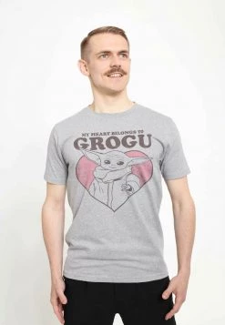 Henry Tiger STAR WARS UNISEX MY HEART BELONGS TO GROGU - T-Shirt Print - Melange Grey