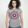 Henry Tiger Damen MARVEL WIELD SHIELD - T-Shirt Print - Melange Grey