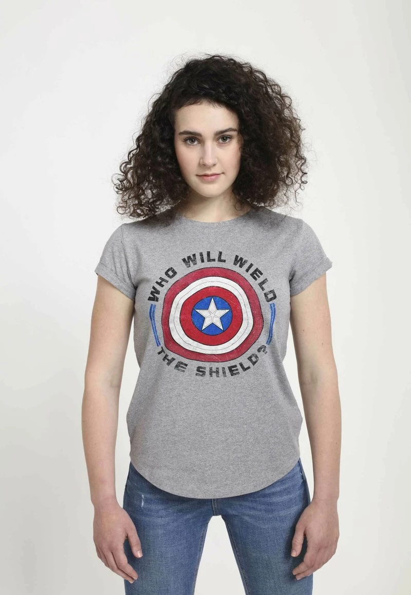 Henry Tiger Damen MARVEL WIELD SHIELD - T-Shirt Print - Melange Grey 1 Henry Tiger Damen MARVEL WIELD SHIELD - T-Shirt Print - Melange Grey