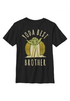 Henry Tiger Unisex STAR WARS BEST BROTHER YODA SAYS - T-Shirt Print - Black