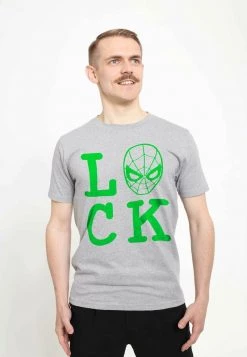 Henry Tiger Unisex MARVEL AVENGERS CLASSIC - SPIDER LUCK - T-Shirt Print - Melange Grey