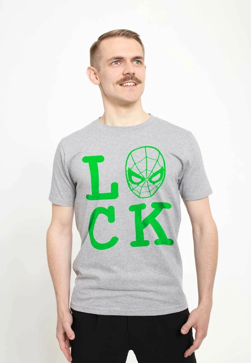 Henry Tiger Unisex MARVEL AVENGERS CLASSIC - SPIDER LUCK - T-Shirt Print - Melange Grey 1 Henry Tiger Unisex MARVEL AVENGERS CLASSIC - SPIDER LUCK - T-Shirt Print - Melange Grey