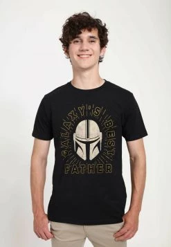 Henry Tiger Unisex STAR WARS MANDO DAD HELMET - T-Shirt Print - Black