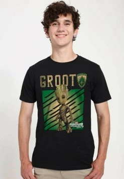 Henry Tiger Unisex MARVEL GUARDIANS OF THE GALAXY 2 - GROOT TREE - T-Shirt Print - Black