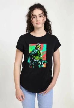 Henry Tiger STAR WARS: THE MANDALORIAN - NEON MANDO - T-Shirt Print - Black | Damen