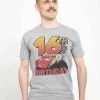 Henry Tiger Unisex PIXAR CARS 2 - LIGHTNING BIRTHDAY 16 - T-Shirt Print - Melange Grey