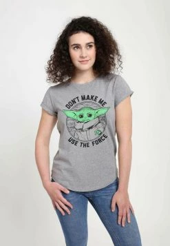 Henry Tiger Damen STAR WARS: THE MANDALORIAN - DON'T MAKE ME - T-Shirt Print - Melange Grey -Günstiges Henry Tiger Geschäft 32cc6ae69c2c4ccc80e247d875eafaeb