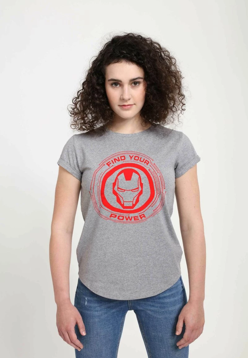 Henry Tiger MARVEL AVENGERS CLASSIC - POWER OF IRON MAN - T-Shirt Print - Melange Grey | Damen 3 Henry Tiger MARVEL AVENGERS CLASSIC - POWER OF IRON MAN - T-Shirt Print - Melange Grey | Damen – Bild 3