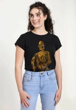 Henry Tiger Damen STAR WARS: THE MANDALORIAN - C3PO STAY GOLDEN - T-Shirt Print - Black -Günstiges Henry Tiger Geschäft 3836fad4ff74414998510fa5086a20a7