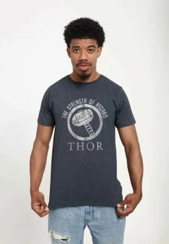 Henry Tiger Unisex MARVEL AVENGERS CLASSIC - STRENGTH - T-Shirt Print - Melange Black