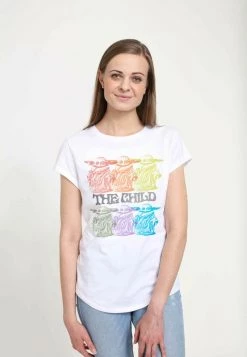 Henry Tiger Damen STAR WARS: MANDALORIAN - VINTAGE INNOCENCE - T-Shirt Print - White