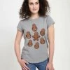 Henry Tiger Damen STAR WARS WOMEN'S PORG CHEWIE HOLIDAY COOKIES T-SHIRT - T-Shirt Print - Melange Grey