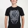 Henry Tiger Unisex MARVEL AVENGERS CLASSIC - PANTHER ICON FILL - T-Shirt Print - Black