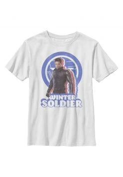 Henry Tiger Unisex MARVEL WINTER SOLDIER KIDS DISTRESSED BUCKY - T-Shirt Print - White
