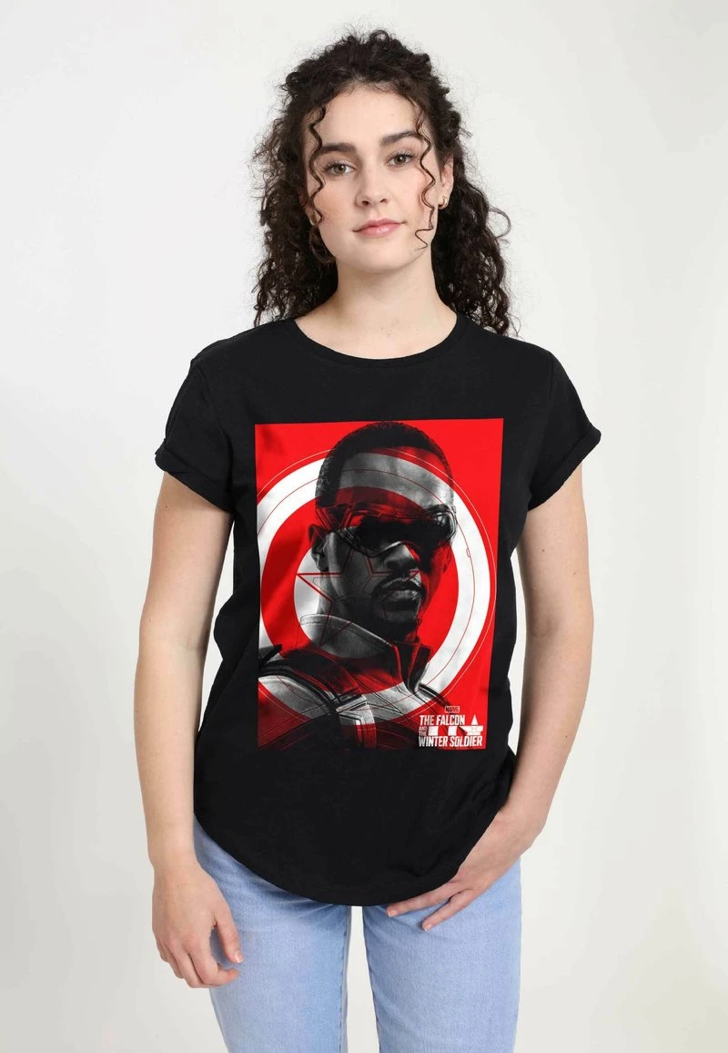 Henry Tiger Damen MARVEL THEFALCON SHIELD - T-Shirt Print - Black 1 Henry Tiger Damen MARVEL THEFALCON SHIELD - T-Shirt Print - Black