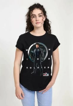 Henry Tiger Damen MARVEL WINTER SOLDIER GRID TEXT - T-Shirt Print - Black
