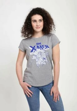 Henry Tiger Damen MARVEL OFFSETS - T-Shirt Print - Melange Grey