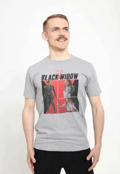 Henry Tiger Unisex MARVEL BLACK WIDOW - BLACK WIDOW COMIC - T-Shirt Print - Melange Grey