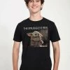 Henry Tiger Unisex STAR WARS: THE MANDALORIAN - BABY YODA MEME - T-Shirt Print - Black