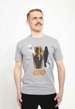 Henry Tiger STAR WARS COFFIN SPOOKS UNISEX - T-Shirt Print - Mottled Light Grey