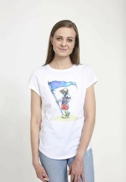 Henry Tiger Damen DISNEY SORA WITH FLAG - T-Shirt Print - White