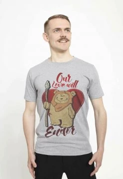 Henry Tiger STAR WARS UNISEX LOVE WILL ENDOR - T-Shirt Print - Melange Grey