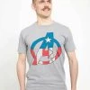 Henry Tiger Unisex MARVEL AVENGERS CLASSIC - AVENGER CAPTIAN AMERICA - T-Shirt Print - Melange Grey