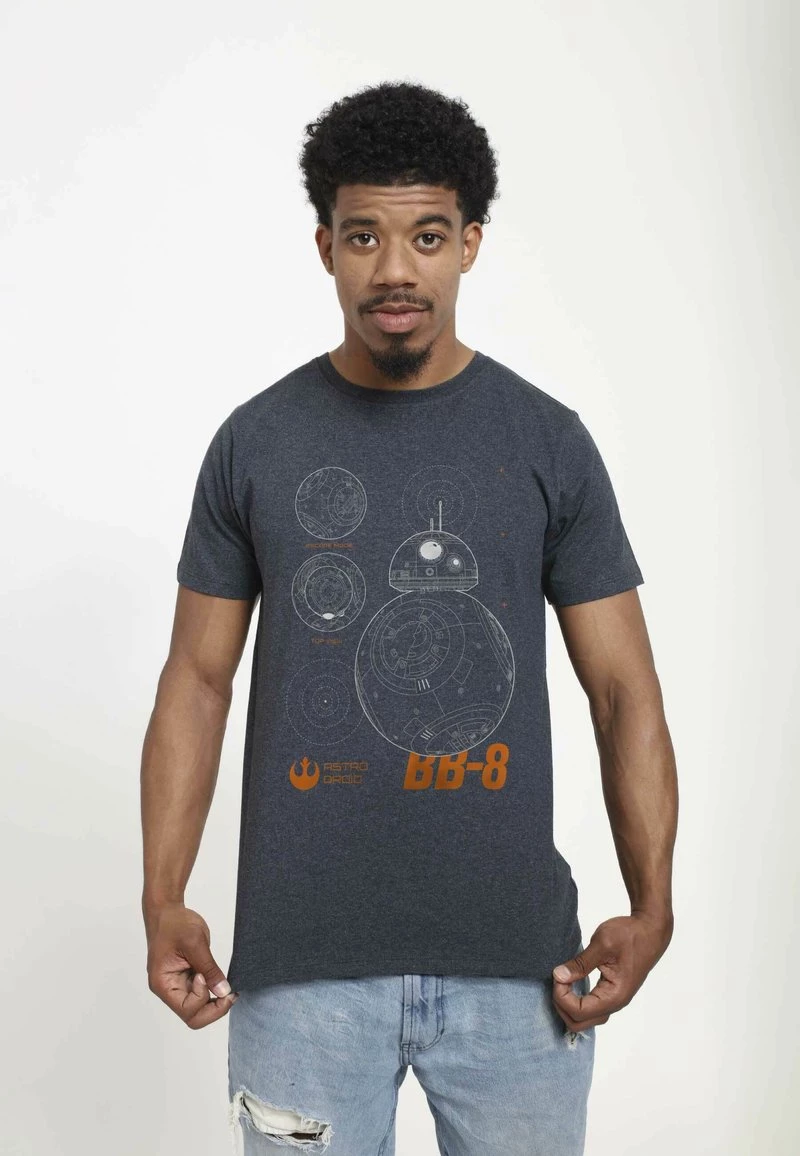 Henry Tiger STAR WARS UNISEX BEEBEE - T-Shirt Print - Melange Black 1 Henry Tiger STAR WARS UNISEX BEEBEE - T-Shirt Print - Melange Black