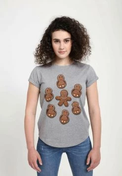 Henry Tiger Damen STAR WARS WOMEN'S PORG CHEWIE HOLIDAY COOKIES T-SHIRT - T-Shirt Print - Melange Grey -Günstiges Henry Tiger Geschäft 614afb244ae04e59b1de48b386048d88