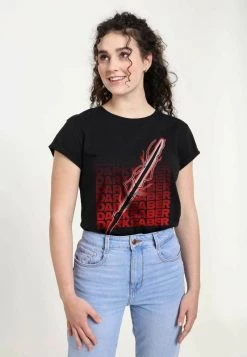 Henry Tiger Damen STAR WARS: THE MANDALORIAN - DARKSABER TEXT - T-Shirt Print - Black -Günstiges Henry Tiger Geschäft 685366a7517545c5b57c9d5fcd687423