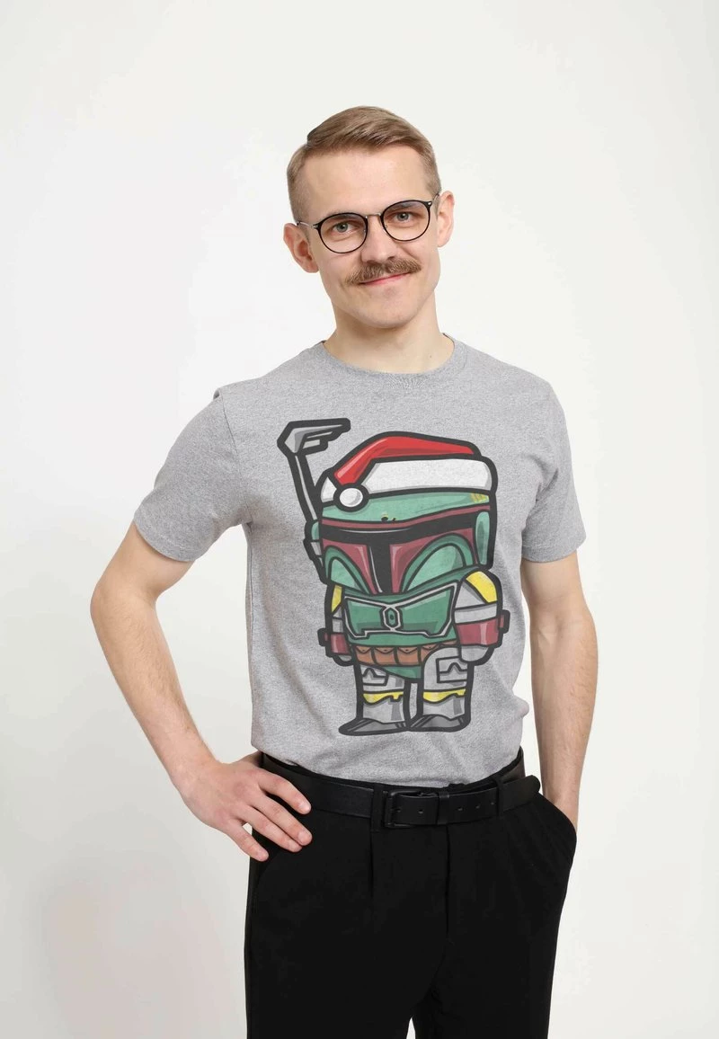 Henry Tiger STAR WARS UNISEX BOBA SANTA - T-Shirt Print - Melange Grey 3 Henry Tiger STAR WARS UNISEX BOBA SANTA - T-Shirt Print - Melange Grey – Bild 3