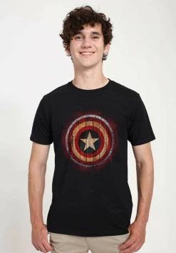 Henry Tiger Unisex MARVEL AVENGERS CLASSIC - WOODEN SHIELD - T-Shirt Print - Black -Günstiges Henry Tiger Geschäft 70587640d1e84be2b0022ecaf86c0b47