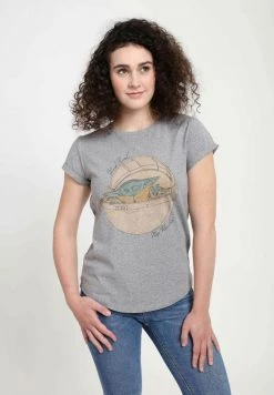 Henry Tiger STAR WARS: THE MANDALORIAN - NAP HARDER - T-Shirt Print - Melange Grey | Damen