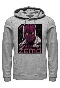 Henry Tiger Unisex MARVEL BADGE OF ZEMO - Kapuzenpullover - Melange Grey