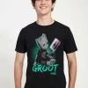 Henry Tiger Unisex MARVEL GUARDIANS OF THE GALAXY 2 - NEON BABY GROOT - T-Shirt Print - Black
