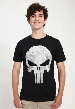 Henry Tiger Unisex MARVEL OTHER - PUNISHER DISTRESSED SKULL - T-Shirt Print - Black