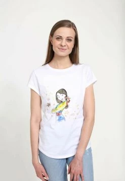 Henry Tiger Damen DISNEY MULAN - MULAN AND MUSHU - T-Shirt Print - White