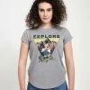 Henry Tiger Damen DISNEY CLASSICS MICKEY CLASSIC - EXPLORE MICKEY TRAVEL - T-Shirt Print - Melange Grey