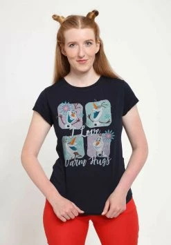 Henry Tiger Damen DISNEY FROZEN - OLAF AND HIS HUGS - T-Shirt Print - Navy Blue