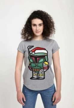 Henry Tiger Damen WOMENS BOBA SANTA - T-Shirt Print - Melange Grey -Günstiges Henry Tiger Geschäft 864c0e0f93e849aebf2e2d8d1e2253de