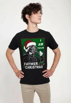 Henry Tiger Unisex STAR WARS VADER FATHER CHRISTMAS - T-Shirt Print - Black