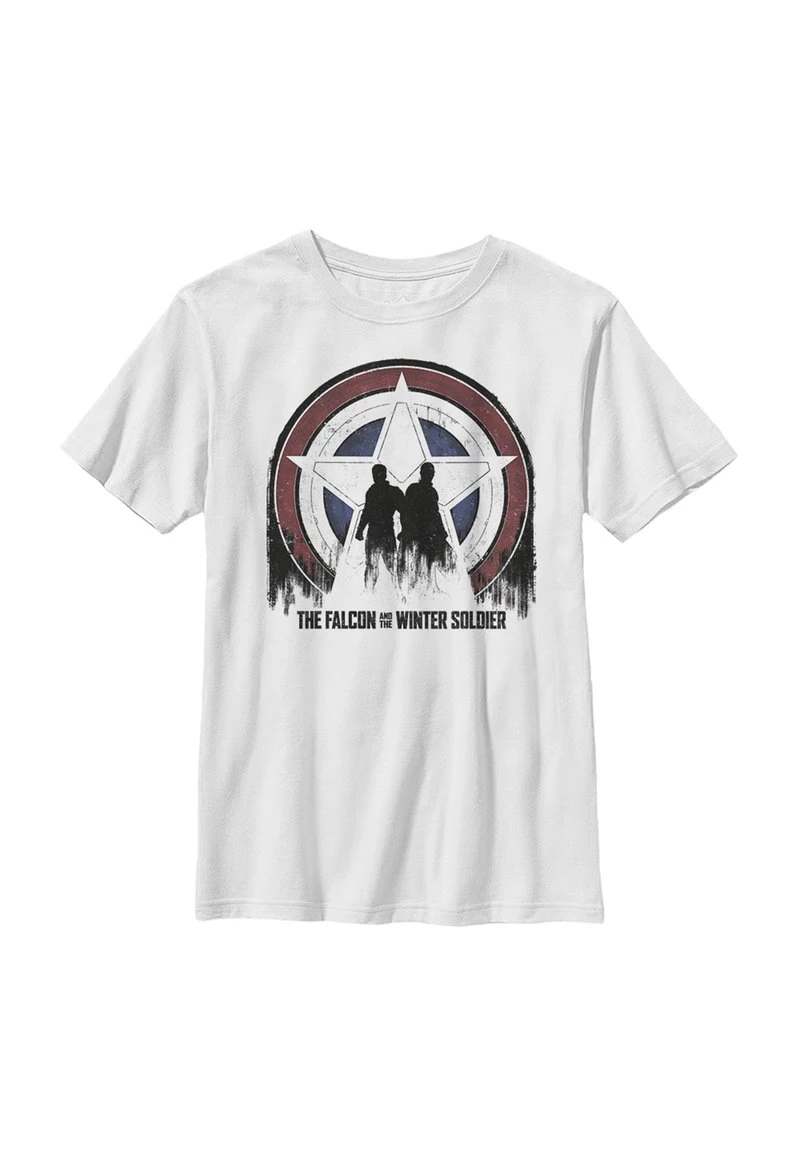 Henry Tiger Unisex MARVEL SILHOUETTE SHIELD - T-Shirt Print - White 1 Henry Tiger Unisex MARVEL SILHOUETTE SHIELD - T-Shirt Print - White