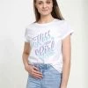 Henry Tiger Damen DISNEY THE LITTLE MERMAID - KISS THE GIRL - T-Shirt Print - White