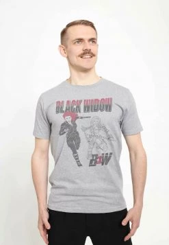 Henry Tiger Unisex MARVEL BLACK WIDOW - T-Shirt Print - Melange Grey
