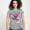Henry Tiger Damen MARVEL SPIDER-MAN CLASSIC - SPIDEY DOODLE THOUGHTS - T-Shirt Print - Melange Grey